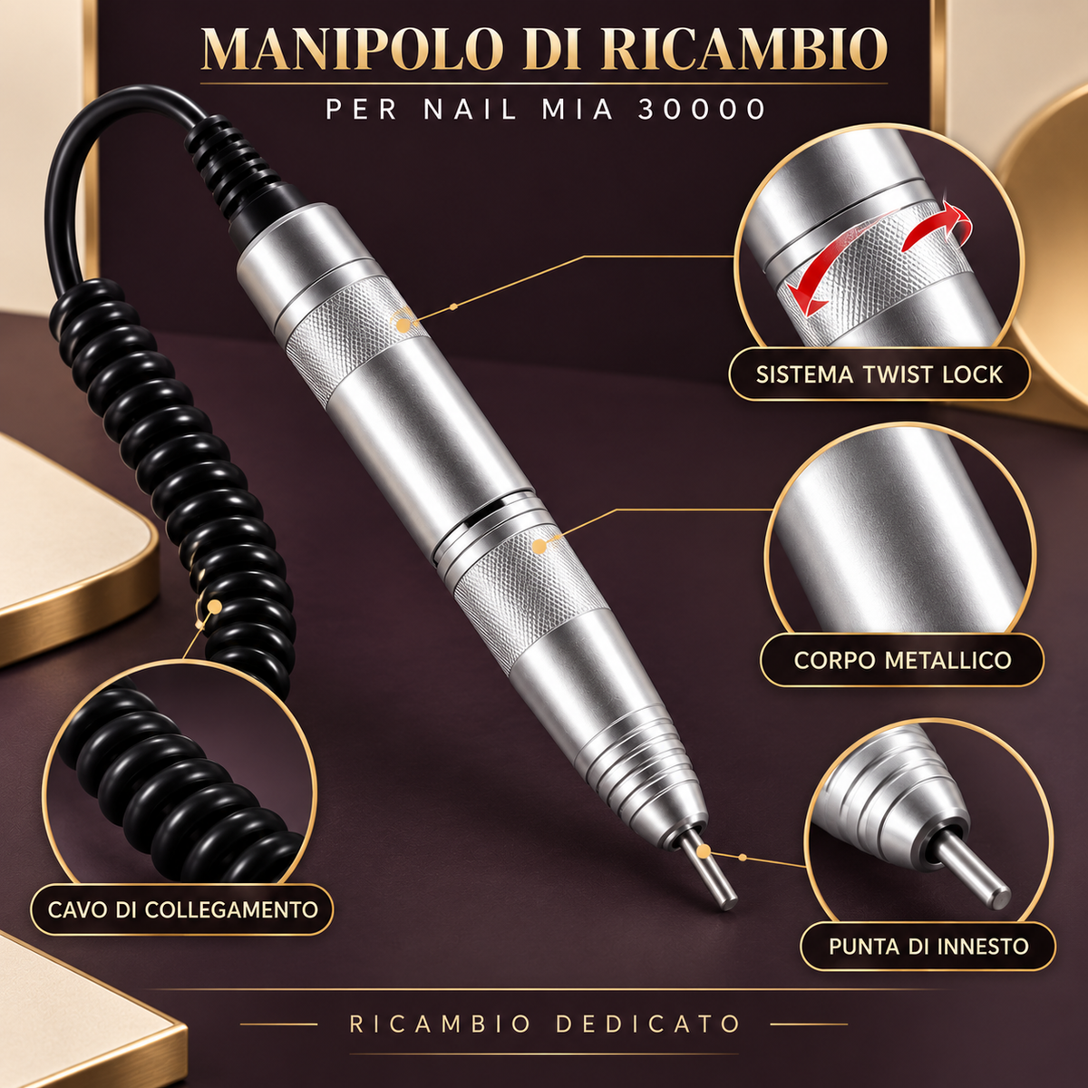 Fresa Professionale Nail Mia 30000 con Manipolo Twist Lock