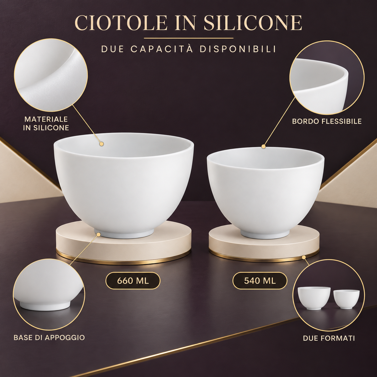 Ciotole in Silicone 660 ml / 540 ml