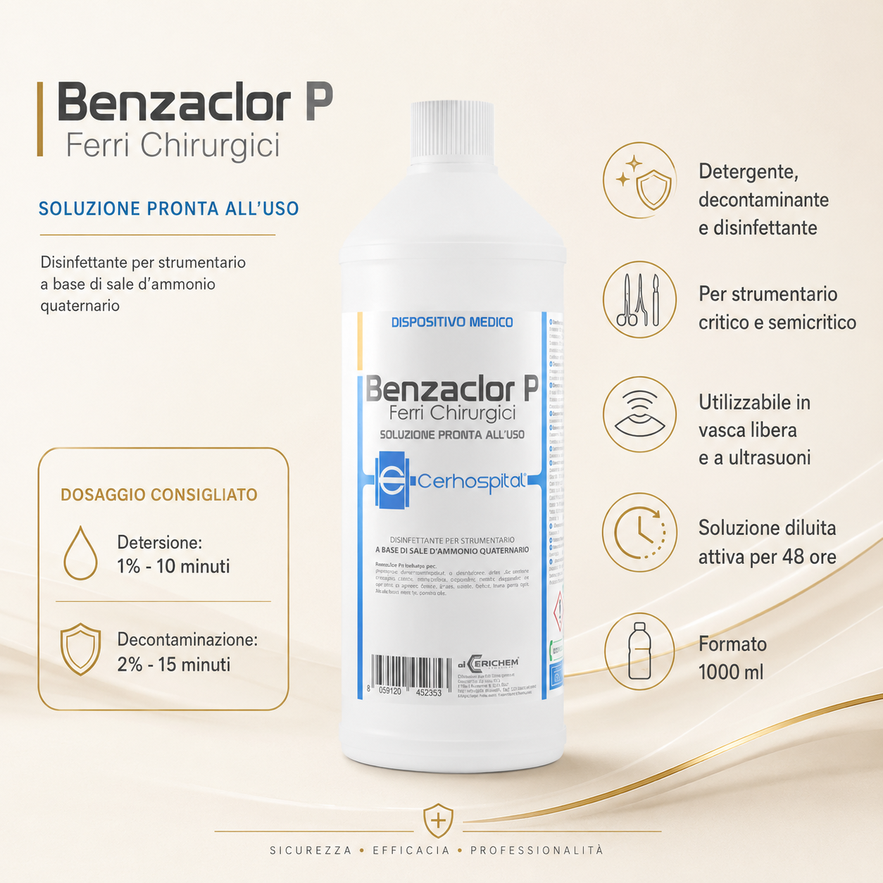 Liquido Disinfettante Per Strumenti Benzaclor P. 1000ml