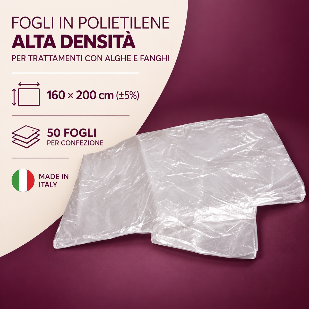 Fogli in Polietilene Alta Densità per Trattamenti con Alghe e Fanghi – 160 × 200 cm