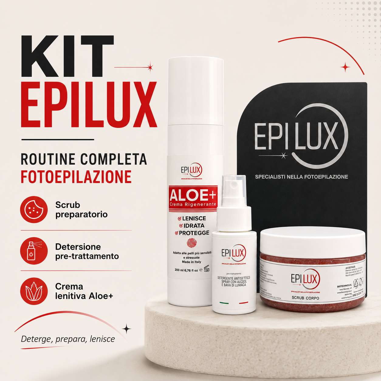 KIT EPILUX Detersione + Crema + Scrub