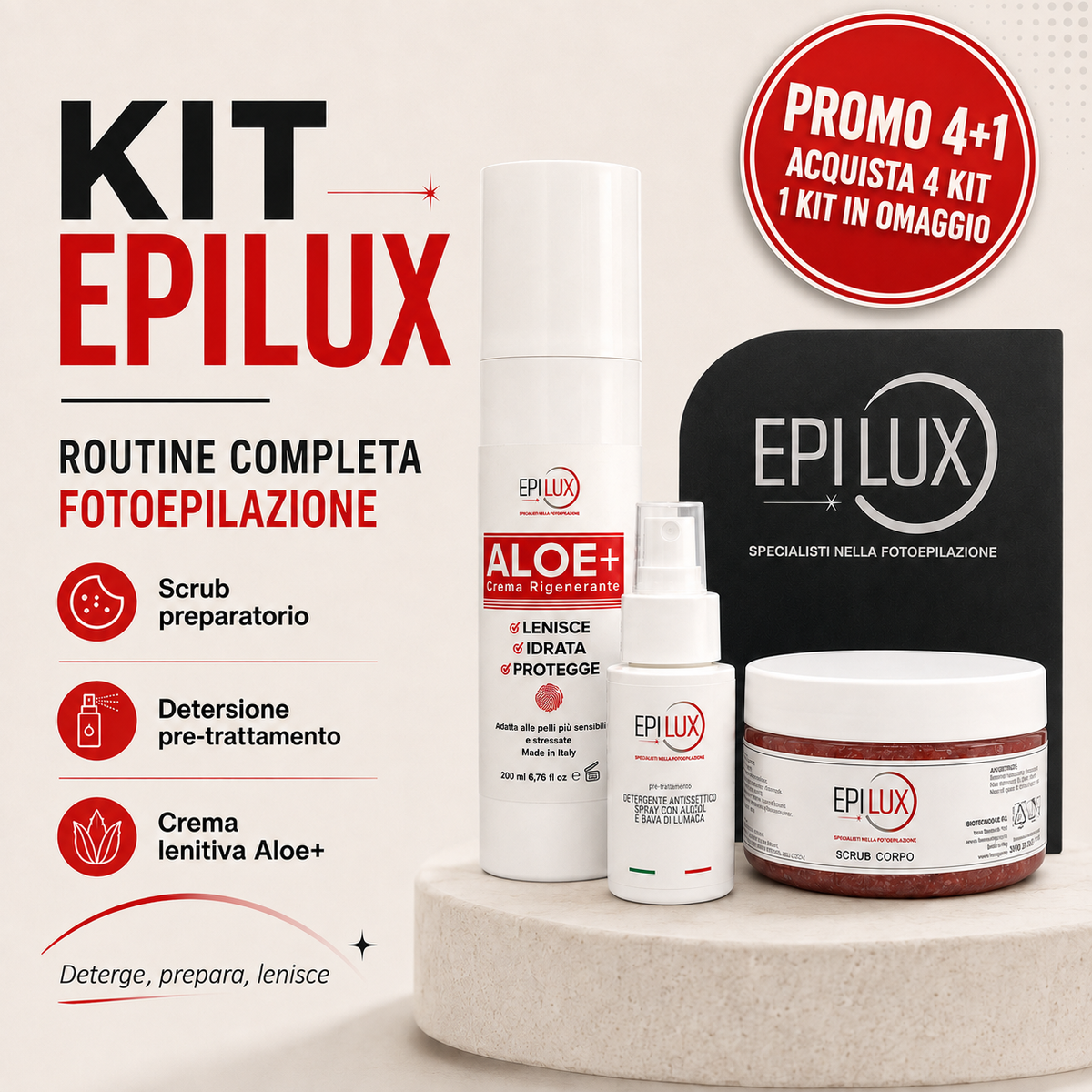 KIT EPILUX Detersione + Crema + Scrub