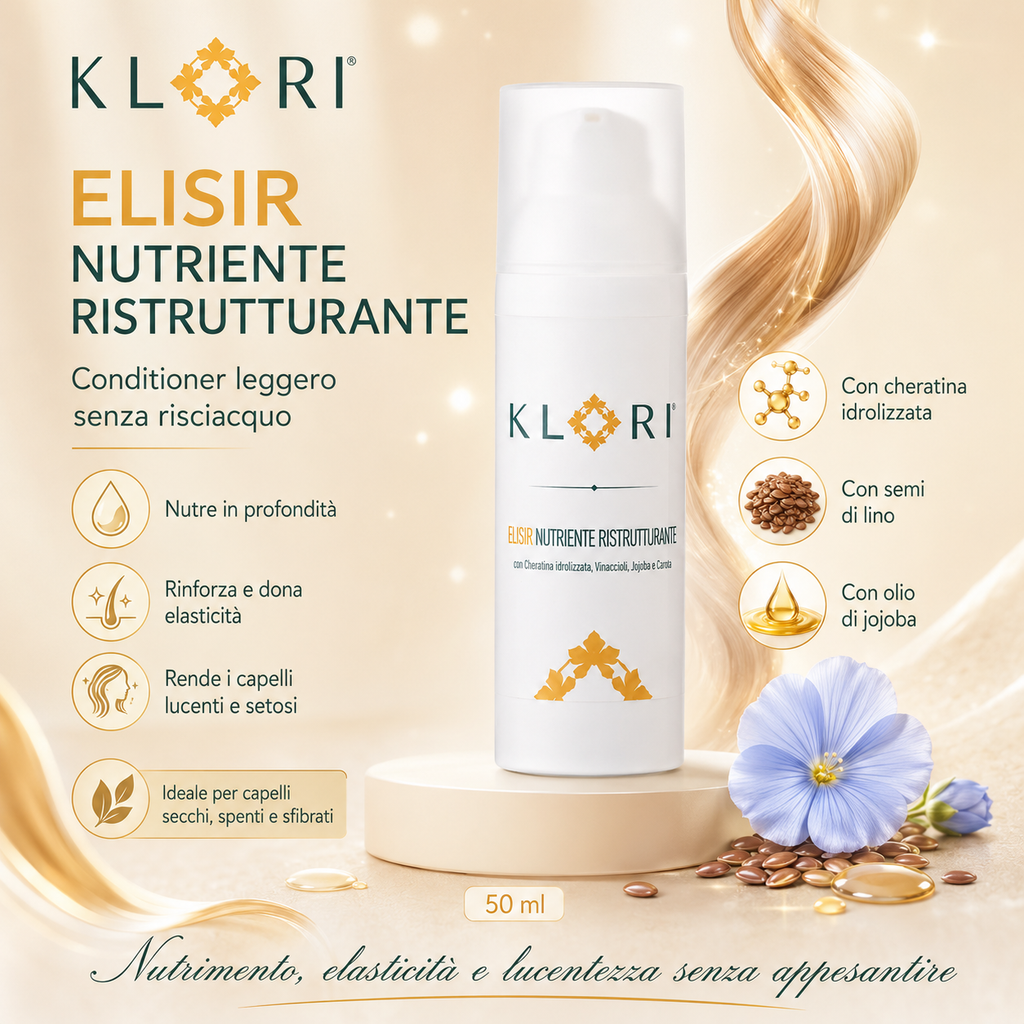 ELISIR con Cheratina, estratto di Semi di Lino e Olio di Jojoba 50 ml