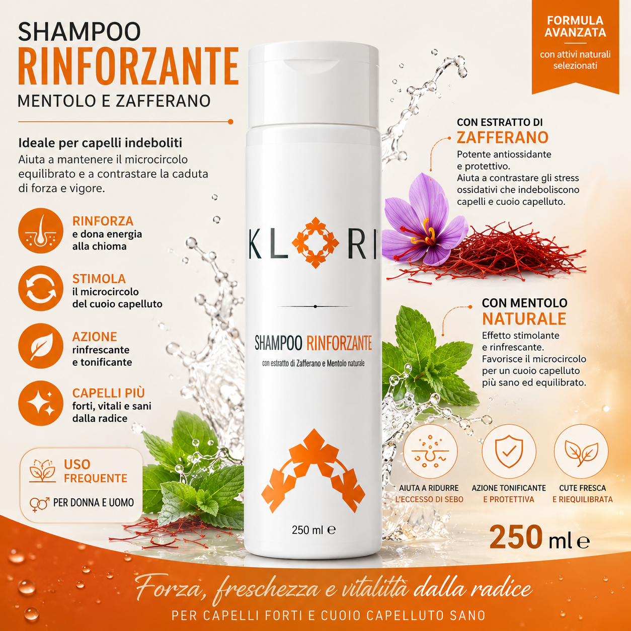 Shampoo Rinforzante Papaya e Mandarino 250 ml