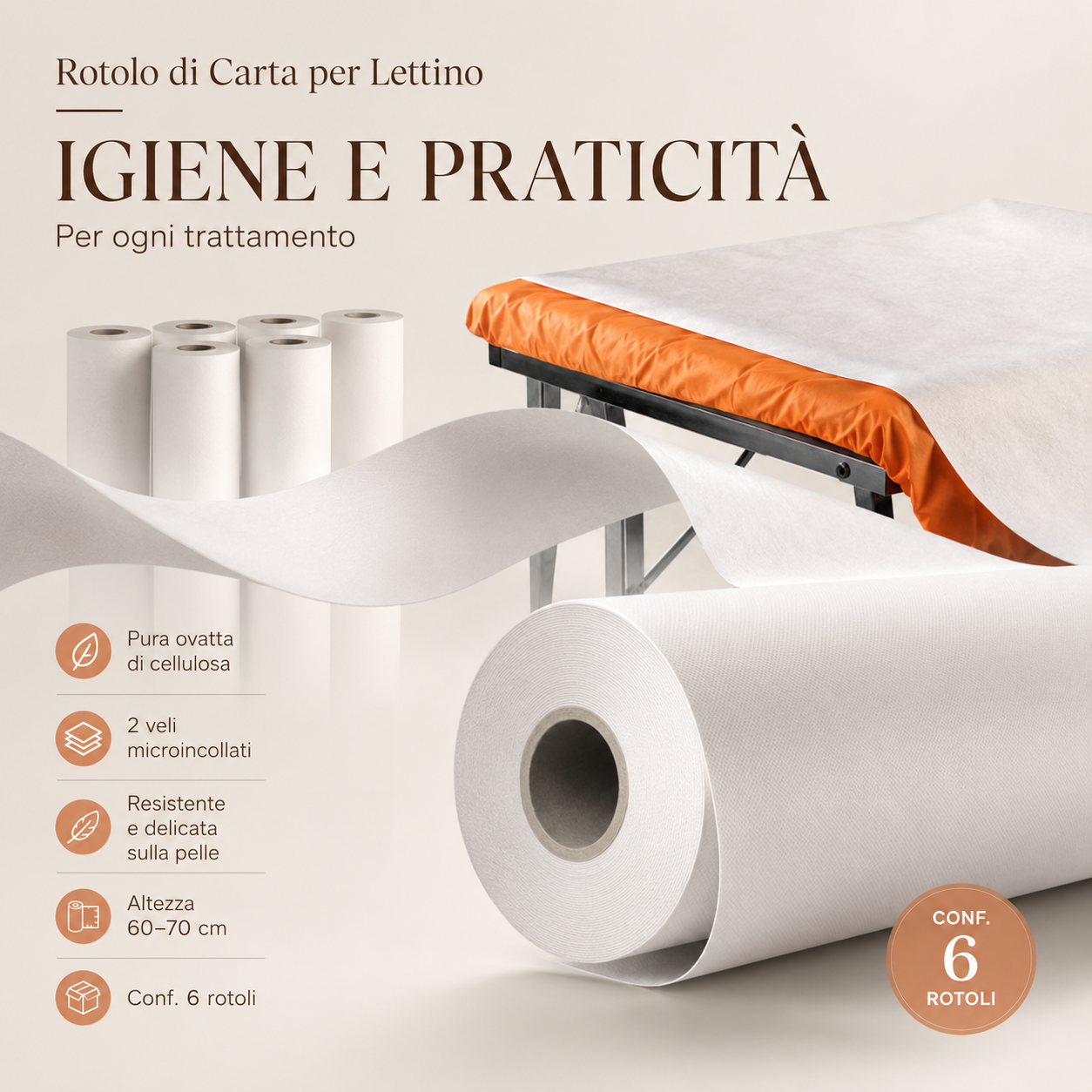 Rotolo Di Carta Per Lettino 6 Pz
