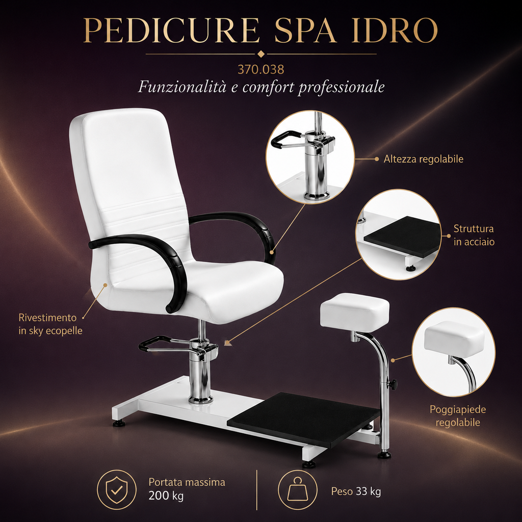 Postazione Pedicure Spa Idro con Poltrona Regolabile – Bianco