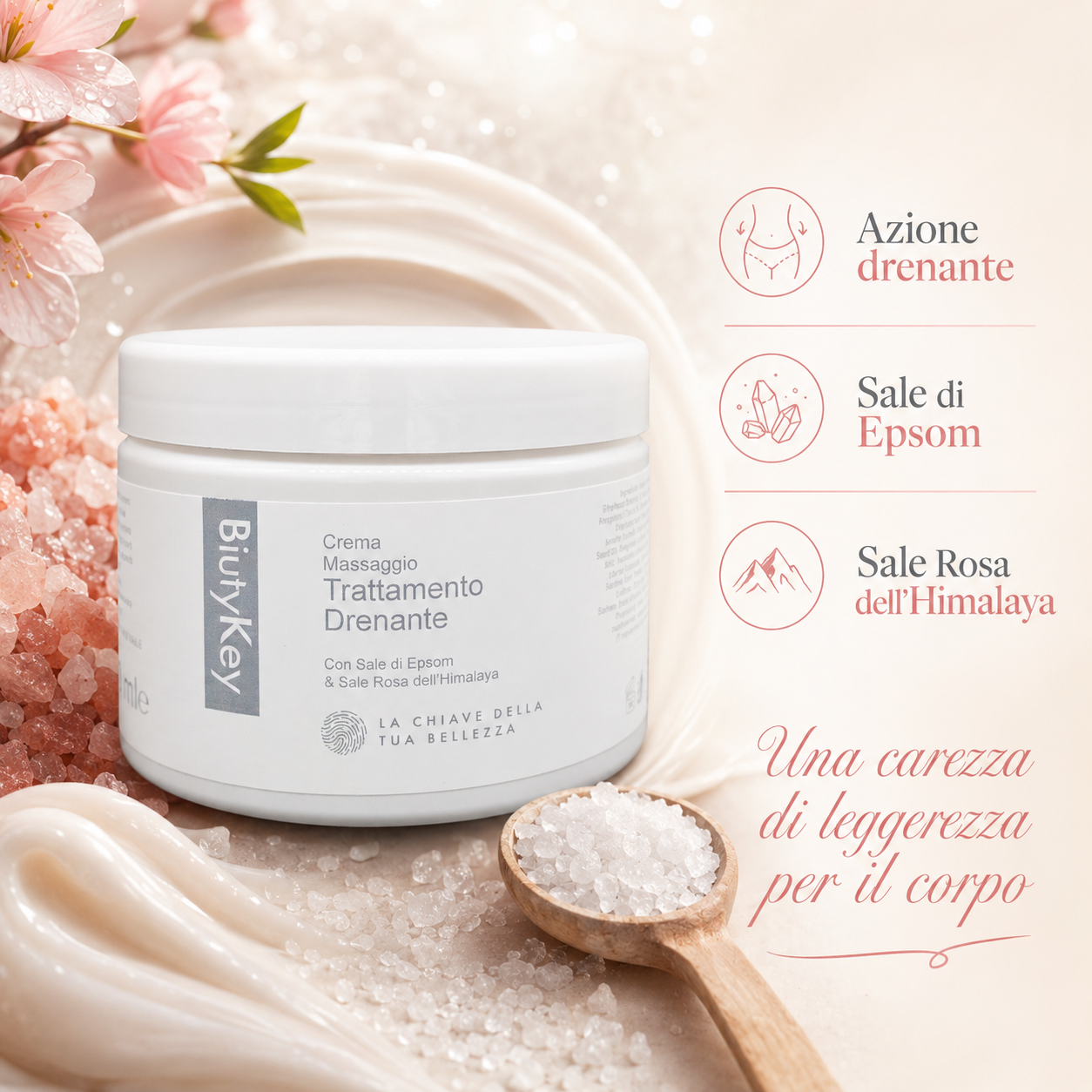 Crema Massaggio Trattamento Drenante Sale Rosa 500 ml