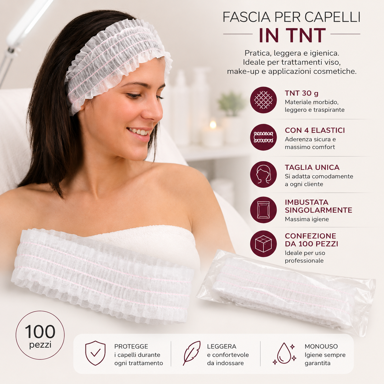 Fascia Per Capelli in TNT 100pz