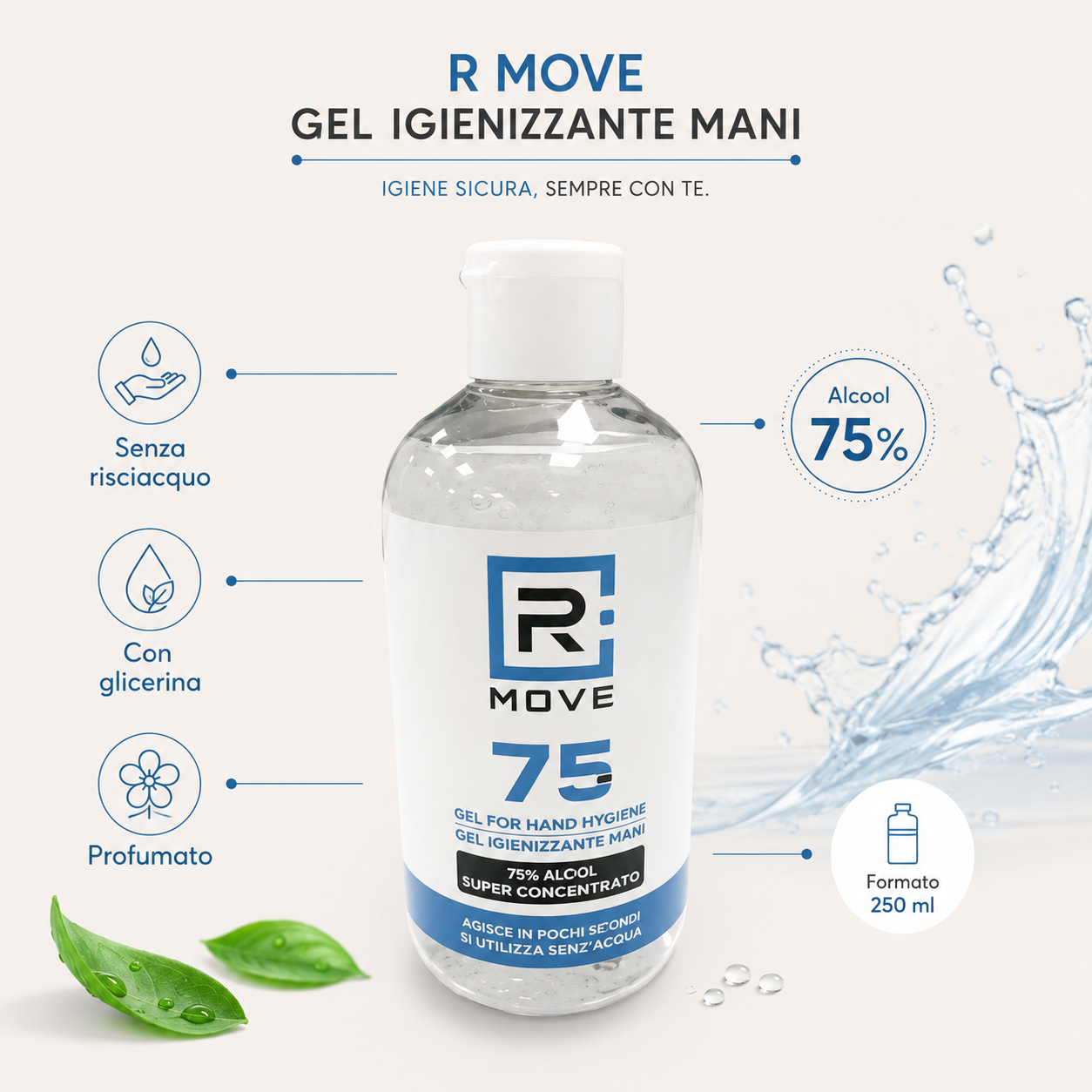 Gel Igienizzante Mani Con Alcool 75% 250ml