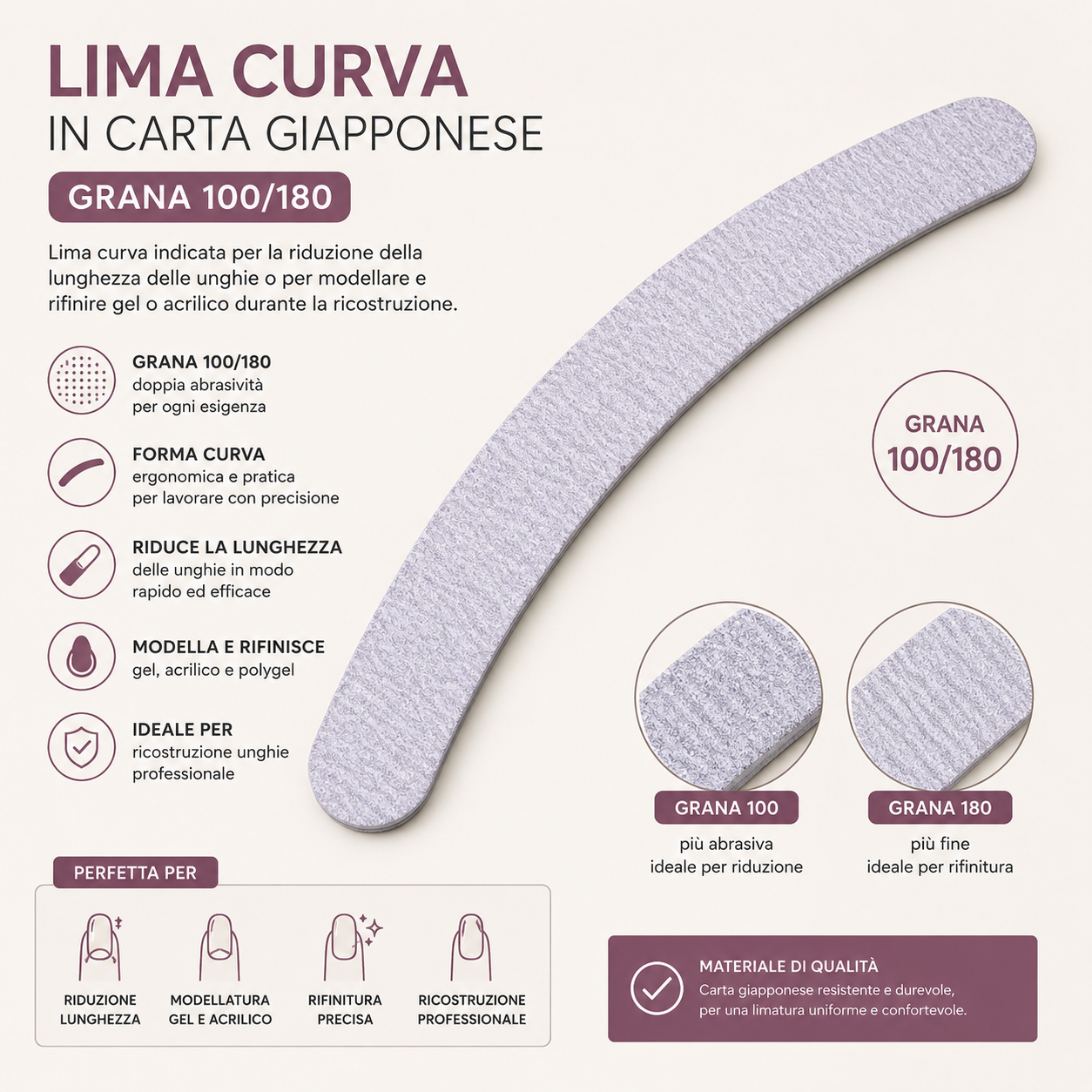Lima Curva In Carta Giapponese 100/180