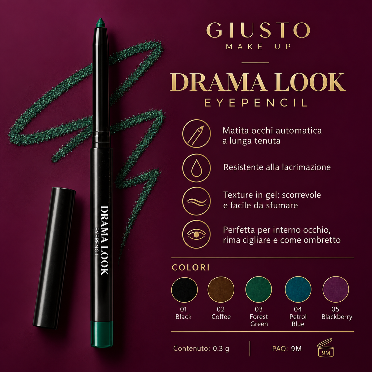 DRAMA LOOK EYEPENCIL – Matita occhi automatica lunga tenuta 0,3 g