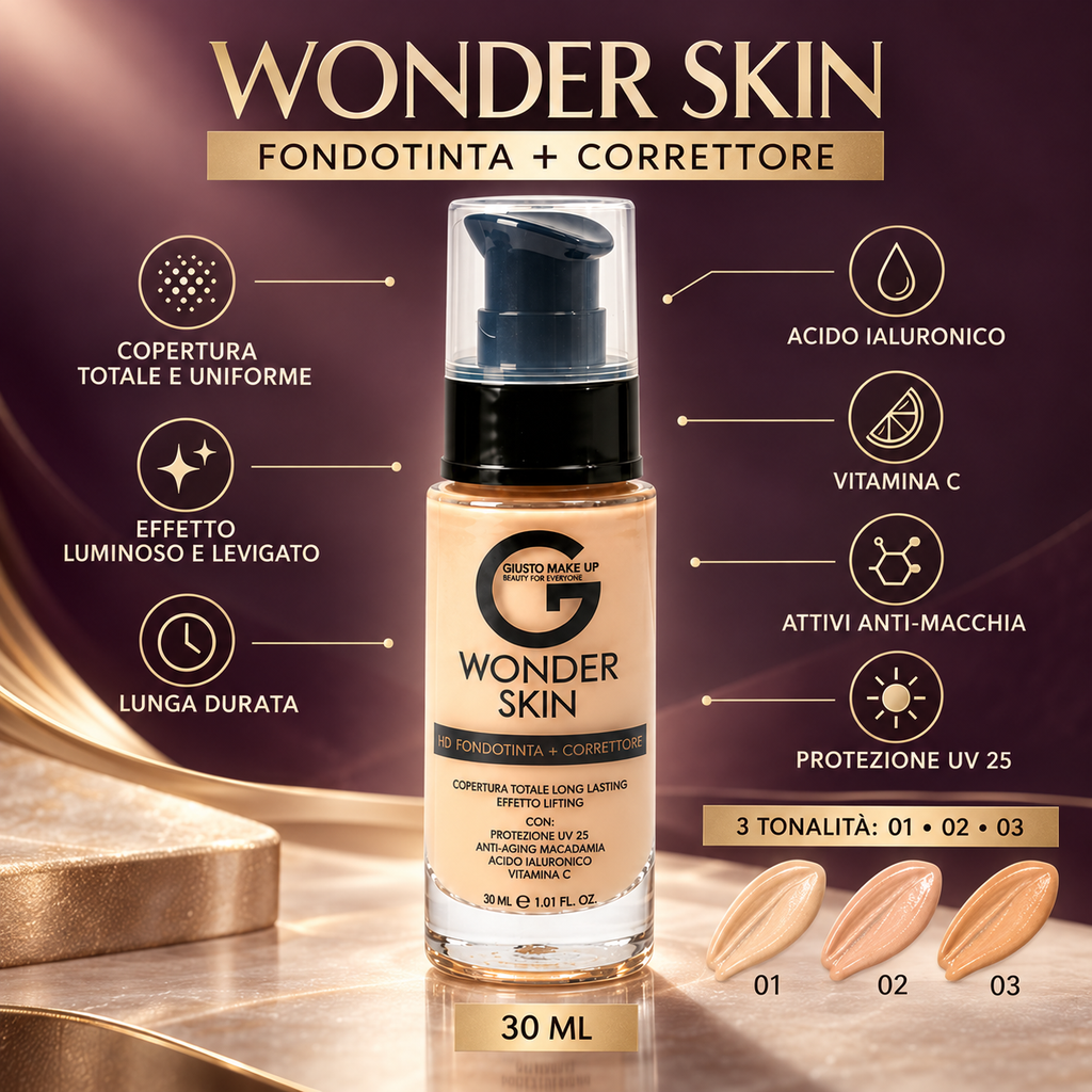 Fondotinta + Correttore Wonder Skin SPF 25 – 30 ml