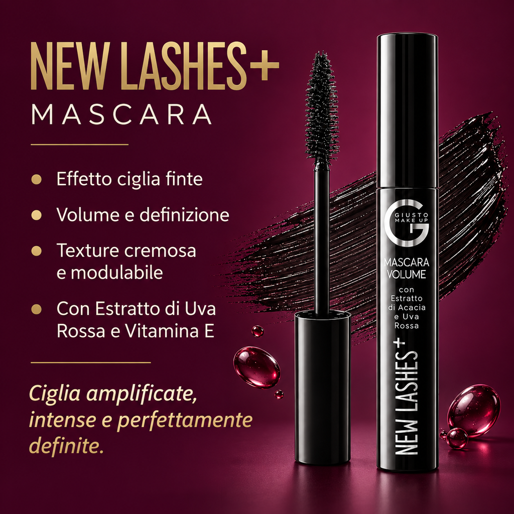 NEW LASHES+ MASCARA – Effetto ciglia finte con Acqua di Uva Rossa 10 ml