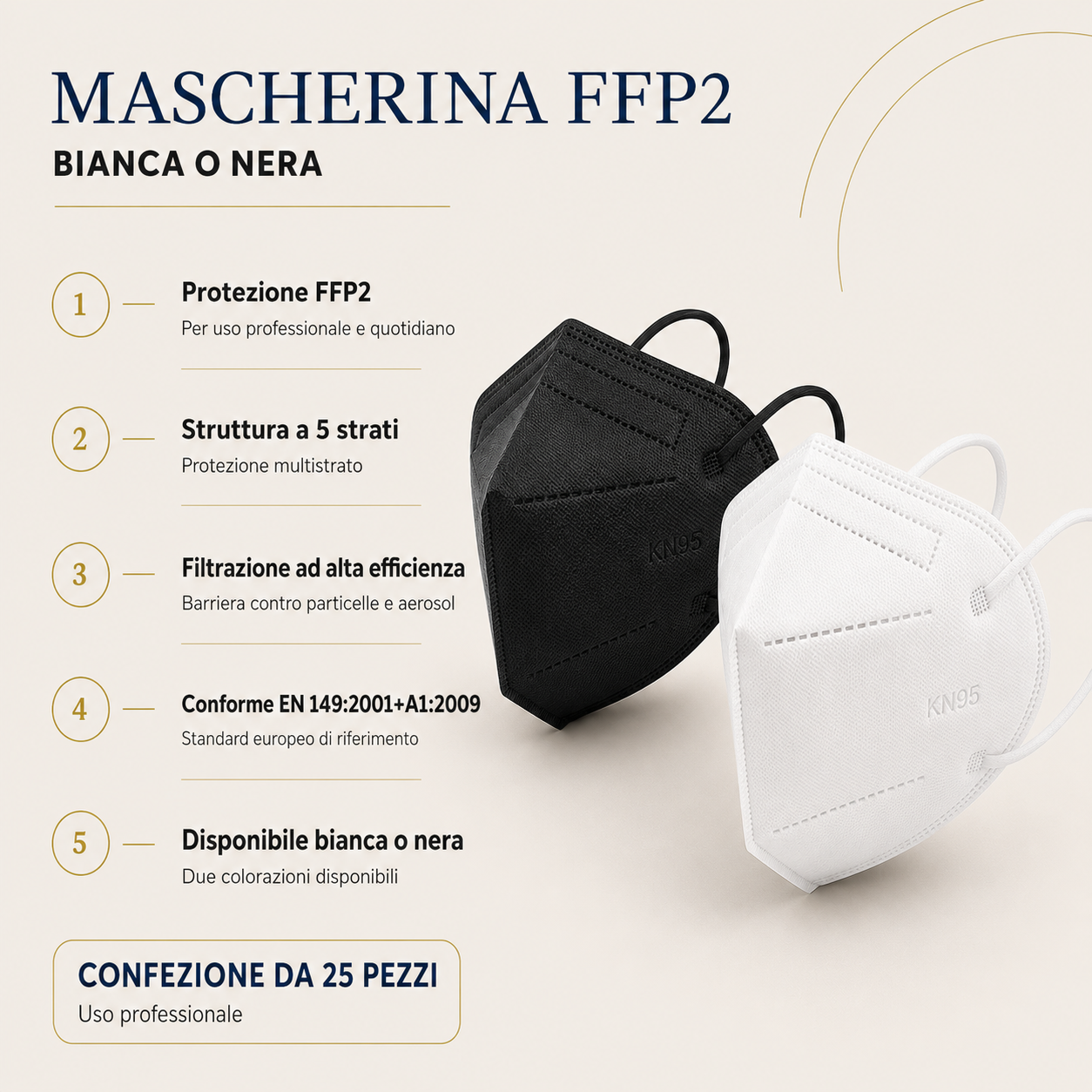 Mascherina FFP2 bianca/nera