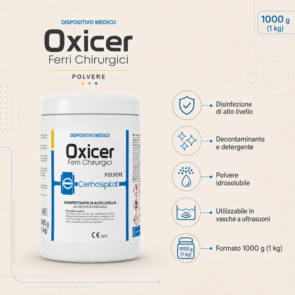 Polvere Disinfettante Idrosolubile Oxicer 1000g
