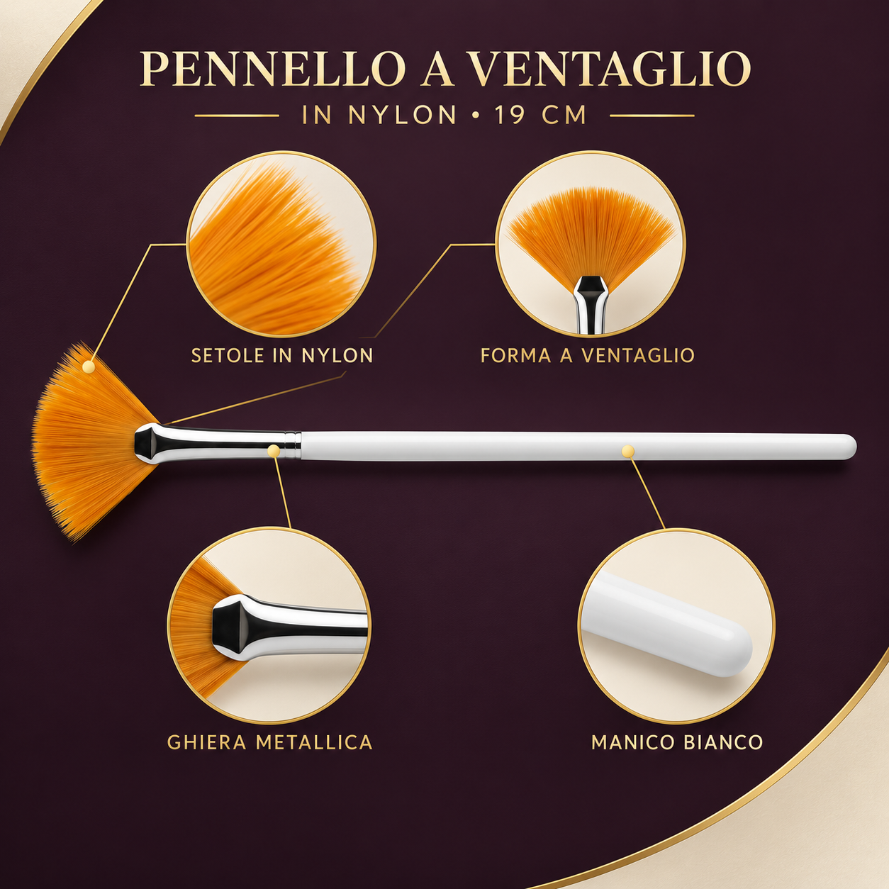 Pennello a Ventaglio Professionale in Nylon 19 cm