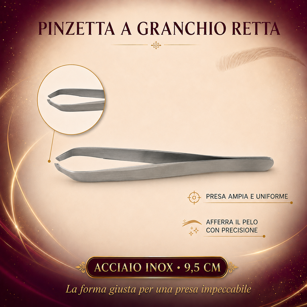 Pinzette Professionali per Sopracciglia in Acciaio Inox