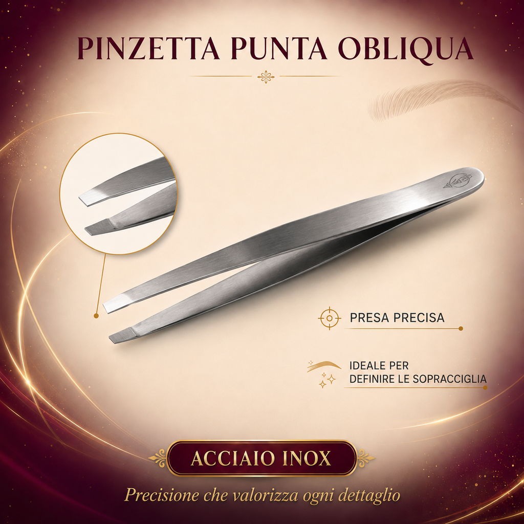 Pinzette Professionali per Sopracciglia in Acciaio Inox