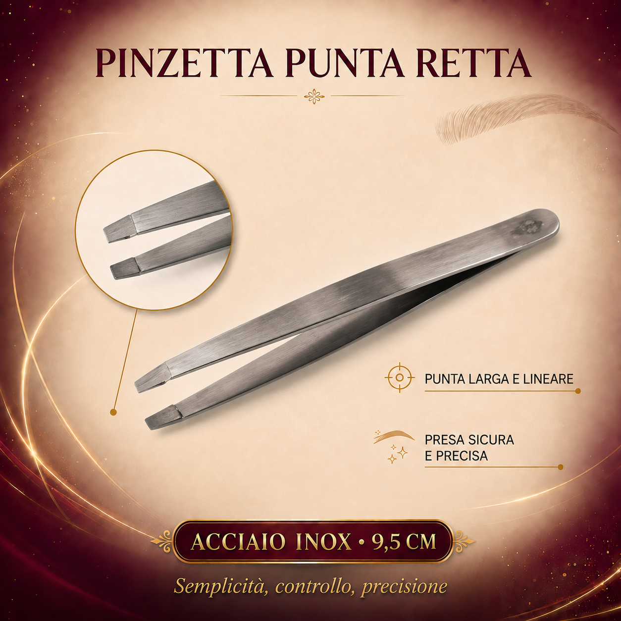Pinzette Professionali per Sopracciglia in Acciaio Inox