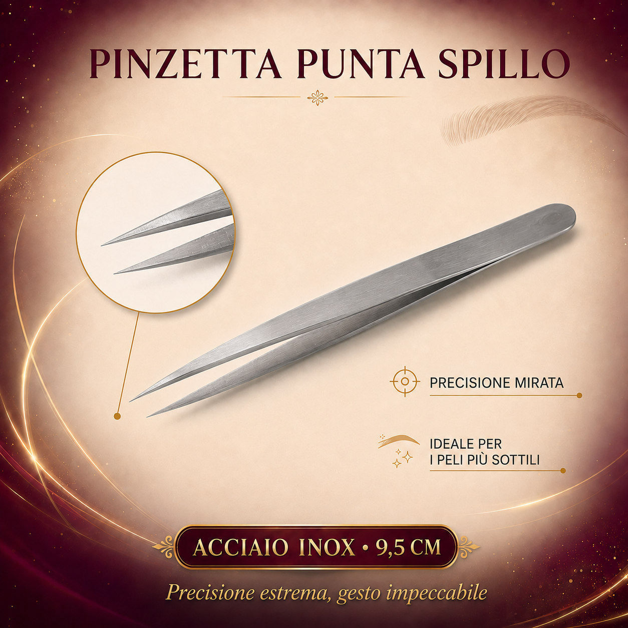 Pinzette Professionali per Sopracciglia in Acciaio Inox