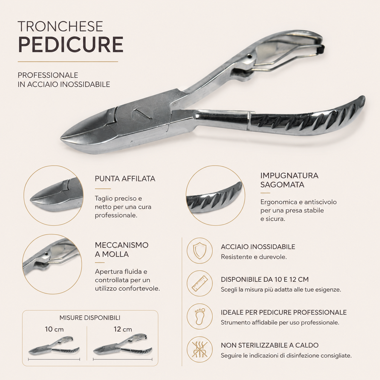 Tronchese Pedicure Acciaio Inox 10 cm o 12 cm