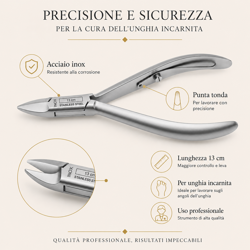 Tronchese Unghia Incarnita Acciaio Inox Tondo 11 cm/13 cm